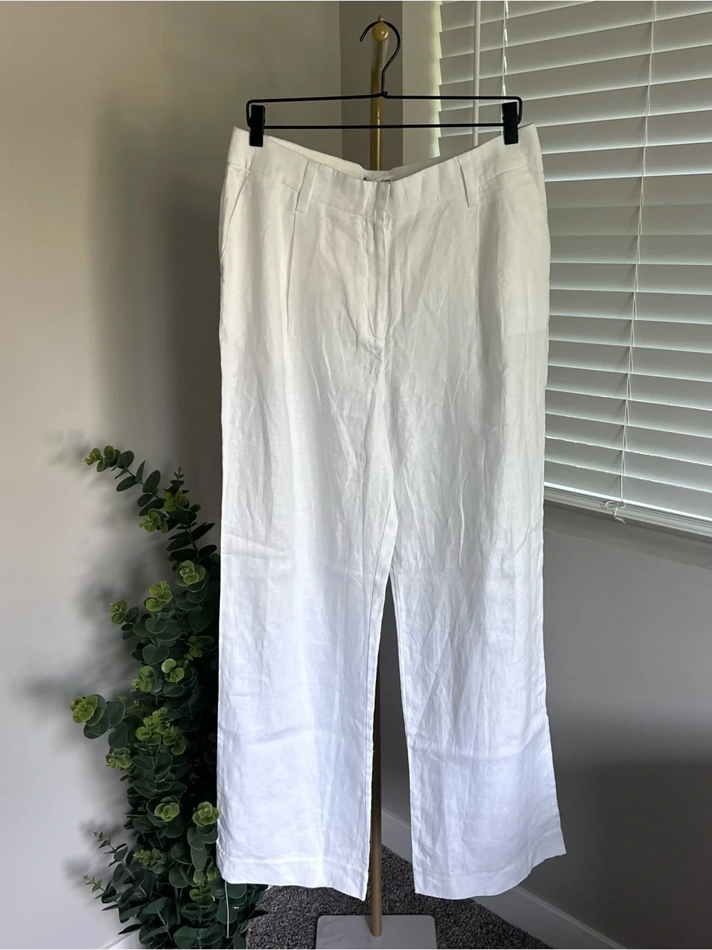 Reformation White High-Waist Wide-Leg Trousers